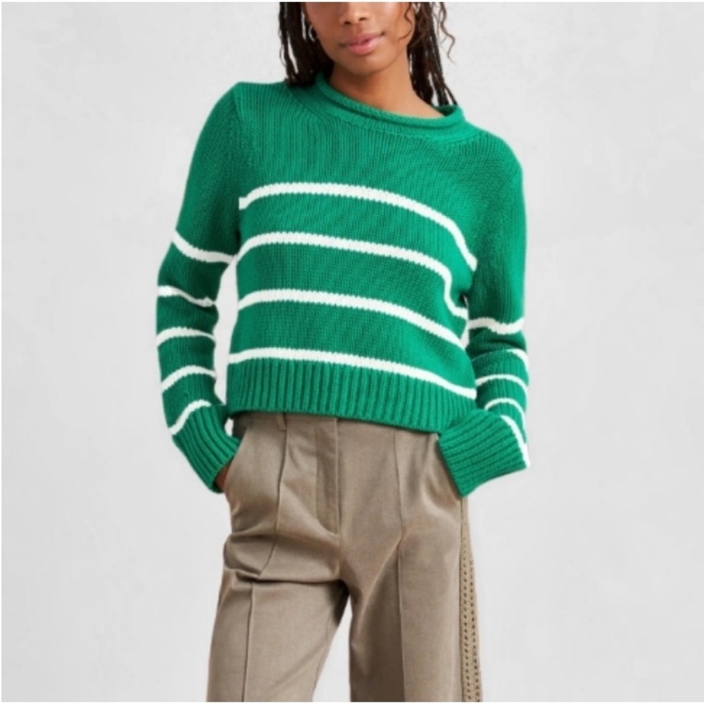 La Ligne Marina Sweater | Kelly Green with White Stripes